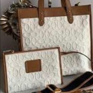 Coach Field Tote with Detachable Zip Pouch & Strap